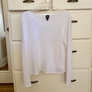 EILEEN FISHER White Linen Long Sleeve Sweater